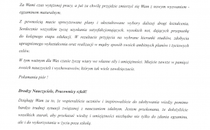 Zdjęcie przedstawia list Pani Prezydent skierowany do Maturzystów